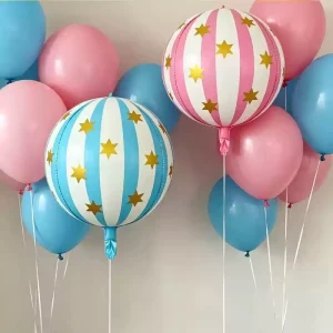 22 Inch Striped Star 4D Aluminum Film Ball Helium Float Children’s Birthday Baby Shower Party Outdoor Decoration Foil Balloons