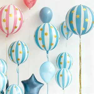 22inch Striped Star Round 4D Foil Balloons Happy Wedding Birthday Scene Party Decoration Merry Christmas Party Helium Balloon