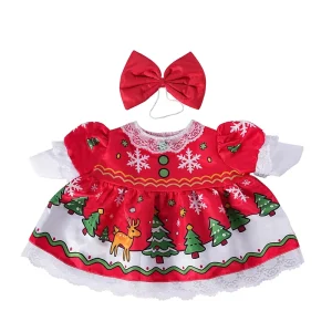 23 Inch Christmas Porch Goose Outfit Red Dress with Bow Holiday Lawn Goose Costume Outdoor Garden Decor Polyester