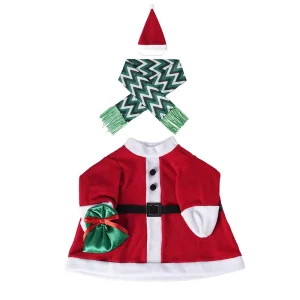 23 Inch Porch Goose Halloween Costume Set Santa Hat & Coat with Green Scarf Holiday Outdoor Decor Polyester Cartoon Cute Design