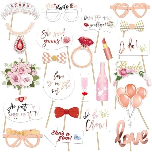 23pcs Funny Wedding Paper Photo Booth Props Just Married Selfie Photobooth Bridal Shower Bachelorette Party Wedding Decoration