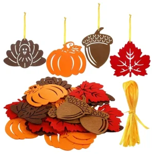24 Pack Felt Halloween Hanging Ornaments Halloween Party Decoration Pendants Thanksgiving Decorations for Home Indoor & Outdoor