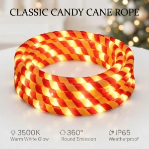 24V Outdoor LED Rope Light Warm White 3500K IP65 Waterproof Flexible Round Tube Remote Control for Christmas Holiday Decor