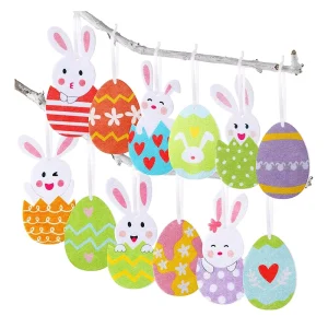 24pc Sublimation Colorful Easter Tree Decorations DIY Bunny Hanging Easter Egg Felt Ornaments Set