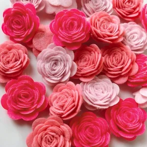 24pcs Felt Fabric Flowers Embellishments for Crafts 1.2 Inch Nonwoven Appliques Ornament for DIY Gift Card Gift Wrapping Sewing