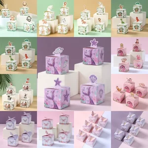 24pcs/pack Animal Square Pillow Candy Boxes Party Decorations For Birthday & Festival Gift Packaging For Celebrations Events