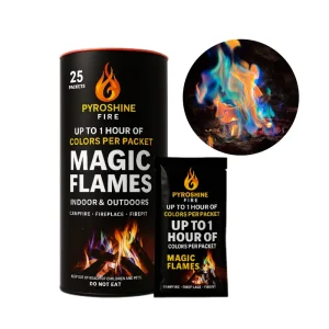 25 Bags Fire Color Changing Packets Magic Flame Powder for Halloween & Thanksgiving Camping & Hiking Outdoor and Indoor Use