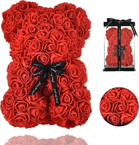25CM Rose Teddy Bear Christmas Gift Box for Mother’s Day Valentine’s Day & Birthday Waterproof Women’s Gift