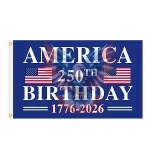 26 Customized US 250th Anniversary Flags 3 X 5 Feet with Metal Eyelets Digitally Printed Patriotic Freedom Outdoor Banners
