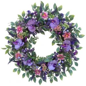 26 Inch Handmade Eco Friendly Fireproof Modern Plastic Christmas Wreath with Tulips Berries Cattails Indoor Outdoor Decor