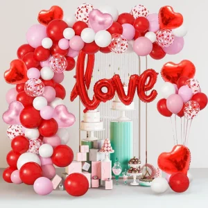 263pcs Valentine’s Day Balloon Heart-shaped Arch Set Love Foil Latex Wreath Decor Party Wedding Birthday Proposal Anniversary