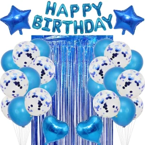 27Pcs Rose Gold Birthday Party Supplies Set Happy Birthday Banner Foil Star Heart Balloons 16inch