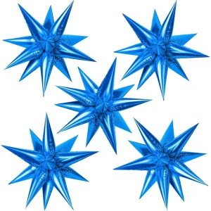 27inch 5set Blue Explosion Star Starburst Foil Balloon Wedding for Birthday Festival Party Decoration