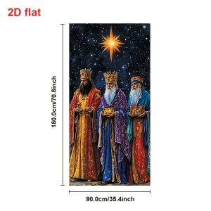 2D Flat 1pc Three Kings Festival Door Hanging Banner Christmas New Year Party Decoration Festive Supplies Polyester Backdrops