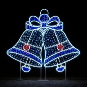 2D LED Christmas Bell Light Silver Blue 6.5ft Cool White 6000K IP65 Waterproof Commercial Festival Display UL Approved
