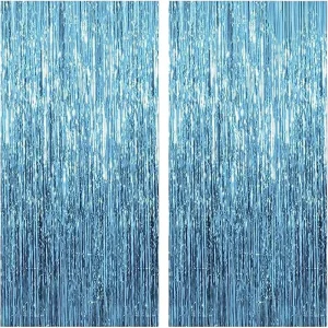 2pcs Ribbon Tassel Background Themed Decoration Foil Curtains Birthday Ocean Festival Dance Christmas Bachelor Party Supplies