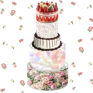 3-Piece Acrylic Transparent Cake Display Stands for Birthday Wedding Chinese New Year & More (6-10 Inches)