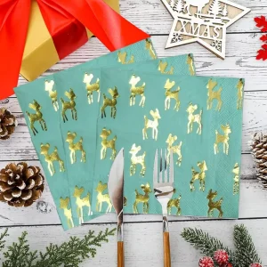3 Ply 6.5 Inch Green Solid Color Disposable Paper Tissue and Towel for Kids Holiday Party Tableware Supply