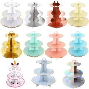 3 Tier Paper Cupcake Stand Disposable Cake Rack Decoration Dessert Cake Holder for Decorating Displaying Desserts