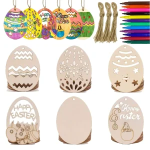 30 Pcs Wooden Easter Ornaments Unfinished Wooden Egg Decorations for Easter Crafts and Party Supplies Dropshipping