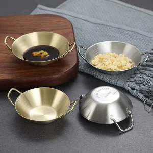 304 Stainless Steel Frost Double Ear Sushi Dipping Bowl Creative Mini Appetizer Plates Condiment Dish Seasoning Serving Food