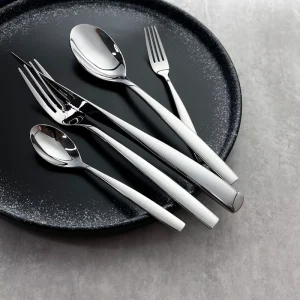 304 Stainless Steel Modern Minimalist Buffed Polish Mirror Polished Western Tableware Set Steak Knife Fork Spoon Dessert Spoon