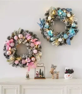 30CM PVC Green Wreath for Festival Holiday Decor Artificial Christmas Decoration for Front Door Xmas Wreath