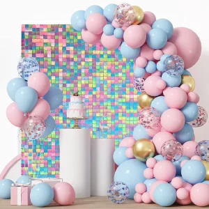 30X30CM Decorations Macaron Gradient Rainbow Colors Sequin Wall Backdrop Shinny Wall for Party Activity Decoration
