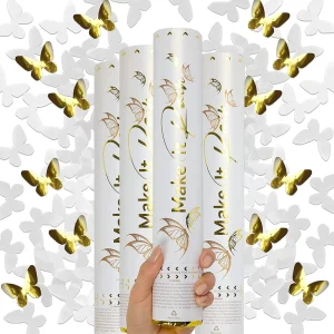 30cm Custom Design Biodegradable Butterfly Confetti Cannon Handheld White Water soluble Wedding Party Popper