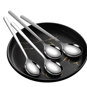 316 Stainless Steel Korean-style Spoon Long Handle Brushed Finish Modern Minimalist Tableware for Coffee Dessert Ice Soup