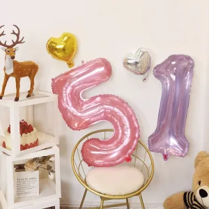 32 40 Inch Jelly Color Eco friendly Foil Single Number Balloons Large Inflatable Mylar for Birthday Christmas Decor