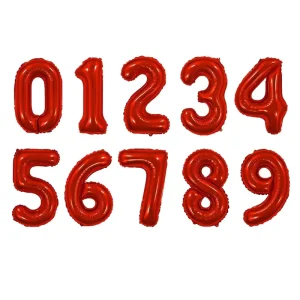 32 inch US style Number Balloons Available in Red Medium Size for Wedding Birthday and Mall Decoration
