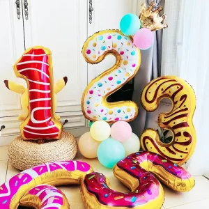 32inch Donuts Number Balloons Kids Birthday Party Decoration Baby Shower Children’s Day Suppliers Single Aluminum Foil Balloon