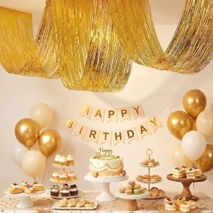 33*450cm 3-Fold Wave Fringe Curtain Ceiling Hanging Decoration Wedding Bridal Shower Birthday Tassel Backdrop