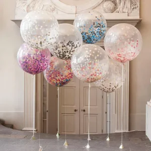 36 Inch Giant Size Clear Colorful Latex Confetti Balloon For Party