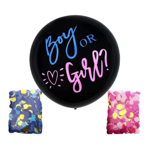 36 Inch Party for Kids Gender Reveal Boy or Girl Foil Balloon Blue Pink Confetti Popper & Spray Baby Party Decoration