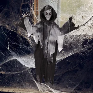 36” Light Up Creepy Vampire Halloween Decoration with Flashing Eyes for Haunted Houses Backyard Porch Halloween Displays