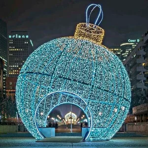 防水户外雕塑 3D 圣诞装饰灯拱形球形灯节庆节日装饰灯适用于街头商场 3D LED 装饰灯