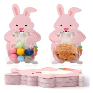 3D Cartoon Animal Easter Bunny Bag Creative Candy Cookie Packaging Bag Baking Bag Card Set 10 Pieces Per Pack