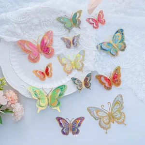 3D Colorful Butterfly Paper Cake Topper Bouquet Decoration for Festive Birthday Arrangements with Creative Stickers
