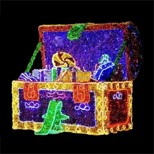 3D Extra Large Illuminated LED Christmas Treasure Chest Light Decoration for Shopping Mall Festival Display