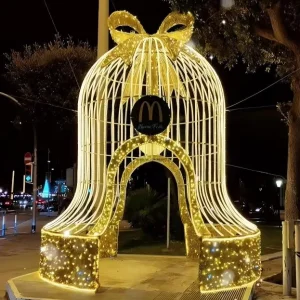 3D Giant Christmas Bell Arch Tunnel Light IP65 Waterproof Outdoor Walk Through Holiday Lighting Decoration