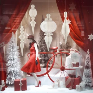3D Honeycomb Christmas New Year Window Displays Seasonal Hanging Reusable Eco friendly Paper Decor for Store Retail Home