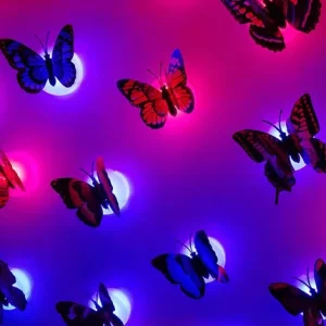 3D LED Butterfly Decoration Night Light Sticker Single Double Wall Light for Garden Backyard Lawn Party Festive Party Decoration