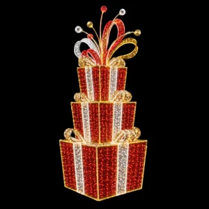 3D LED Gift Box Sculpture Christmas Motif Light Outdoor Waterproof Large Scale Holiday Exhibition Display CE RoHS