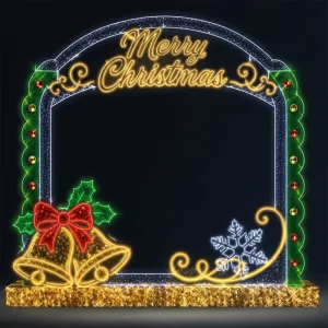 3D Photo Frame Bell Motif Light Square 9ft LED Warm White IP65 Selfie Outdoor Street Festival Decor for Christmas CE SAA RoHS