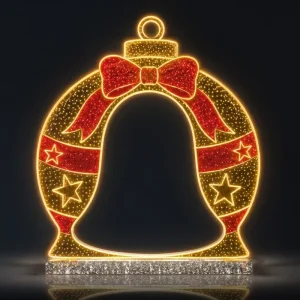 3D Photo Frame Christmas Bell Light Gold 10ft RGB Color Changing LED IP65 Remote Selfie Outdoor Park Christmas Decor CE UL
