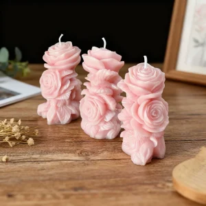 3D Rose Pillar Scented Candle Romantic Flower Shaped Aromatherapy Candle Valentine’s Day Wedding Home Decor Festival Atmosphere