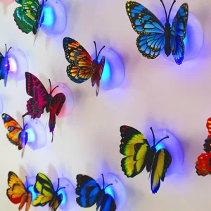3D Single-Layer Butterfly Wall Stickers LED Glow-in-the-Dark Plastic Night Light Bedside Lamp Christmas Scene Decor Light