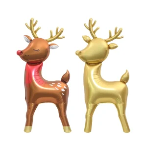 3D Standing Elk Shaped Inflatable Balloons Gold Color Brown Color 149*84 cm Merry Christmas Theme Parties Accessories Ballon